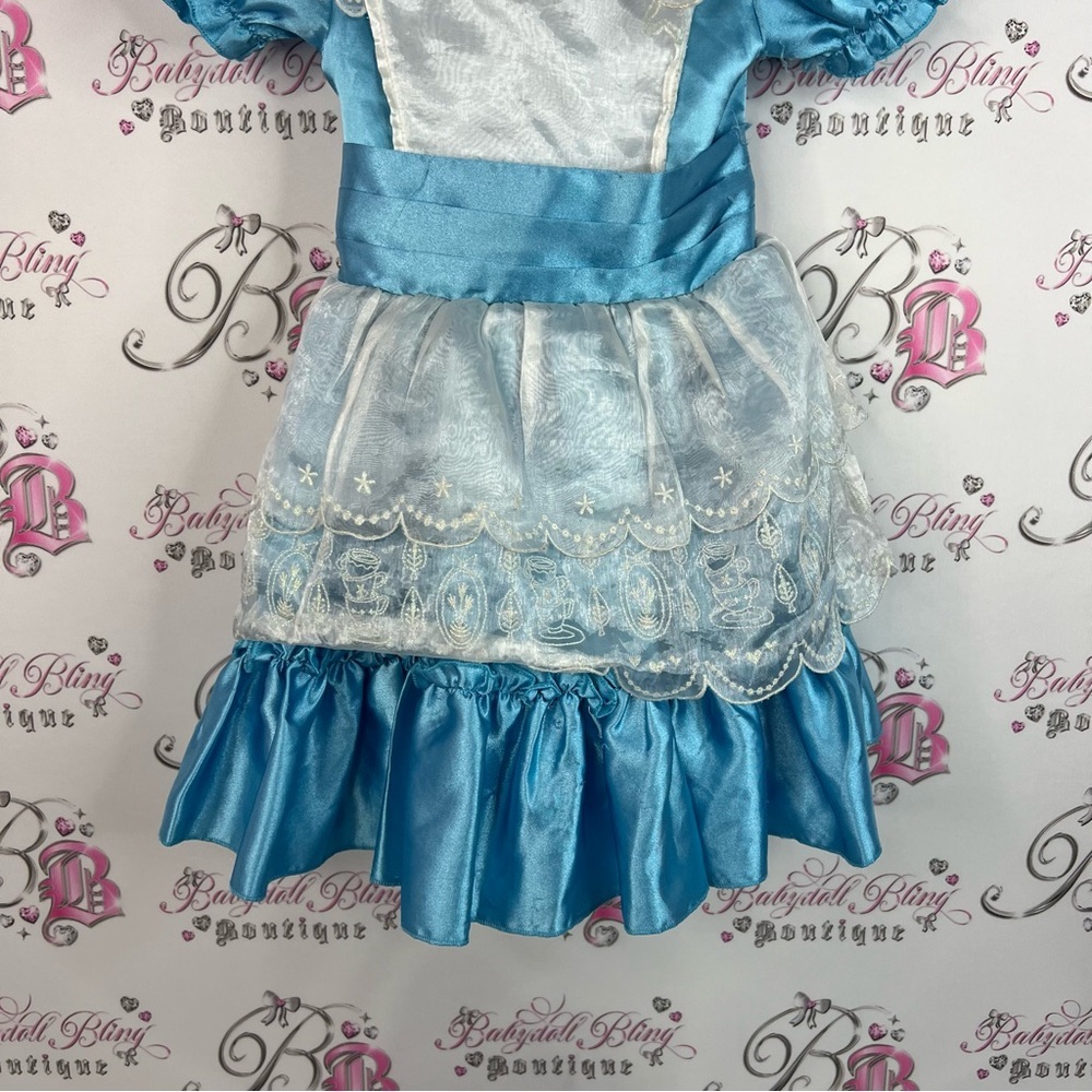 Disney Alice in wonderland costume dress teacups Blue and White Kids Costume - Picture 7 of 13